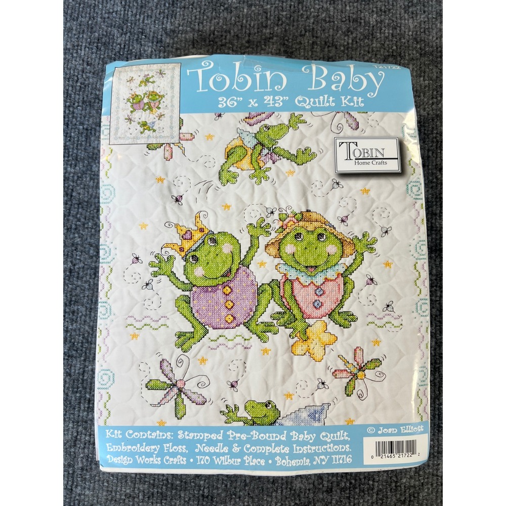Vintage Tobin Frog King Queen Baby Quilt Cross Stitch Kit T21722 36x43
